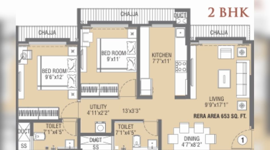Swastik-Avighna-2BHK-653Sqft-Unit-Plan